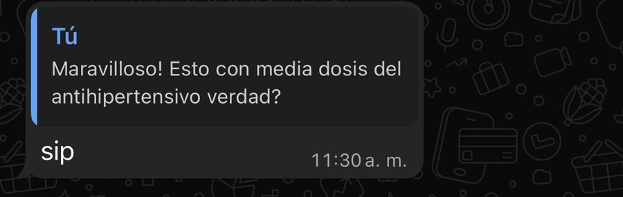Esto con media dosis del antihipertensivo, ¿verdad? Sip